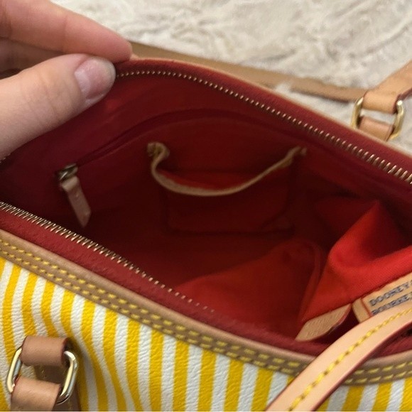 Dooney and Bourke Yellow and White Striped Barrel Bag - Picture 11 of 12